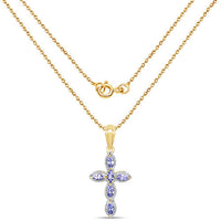 14K Yellow Gold Plated 0.84 Carat Genuine Tanzanite .925 Sterling Silver Pendant