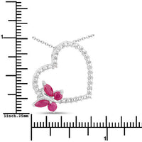 0.52 Carat Genuine Ruby and Created White Sapphire .925 Sterling Silver Pendant