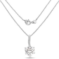 4.46 Carat Genuine White Cubic Zirconia .925 Sterling Silver Pendant