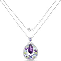 6.40 Carat Genuine Multi Stones .925 Sterling Silver Pendant