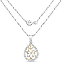 0.45 Carat Genuine White Diamond and Yellow Diamond .925 Sterling Silver Pendant