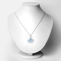 9.06 Carat Genuine Blue Topaz and White Topaz .925 Sterling Silver Pendant