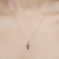 0.40 Carat Genuine Blue Sapphire and White Diamond 14K White Gold Pendant