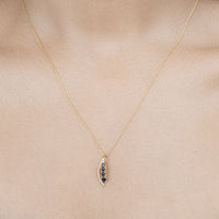0.40 Carat Genuine Blue Sapphire and White Diamond 14K Yellow Gold Pendant