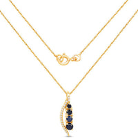 0.40 Carat Genuine Blue Sapphire and White Diamond 14K Yellow Gold Pendant
