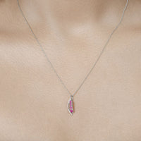 0.43 Carat Genuine Ruby and White Diamond 14K White Gold Pendant