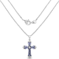 1.84 Carat Genuine Tanzanite and White Zircon .925 Sterling Silver Pendant
