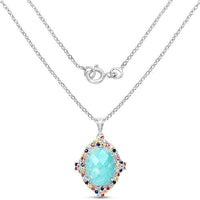 18.50 Carat Genuine Multi Stone .925 Sterling Silver Pendant