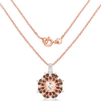 18K Rose Gold Plated 1.61 Carat Genuine Morganite, Smoky Quartz and White Zircon .925 Sterling Silver Pendant