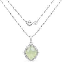 7.49 Carat Genuine Prehnite And White Topaz .925 Sterling Silver Pendant
