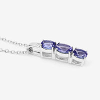 1.11 Carat Genuine Tanzanite and White Diamond .925 Sterling Silver Pendant
