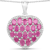 5.00 Carat Genuine Ruby and White Diamond .925 Sterling Silver Pendant
