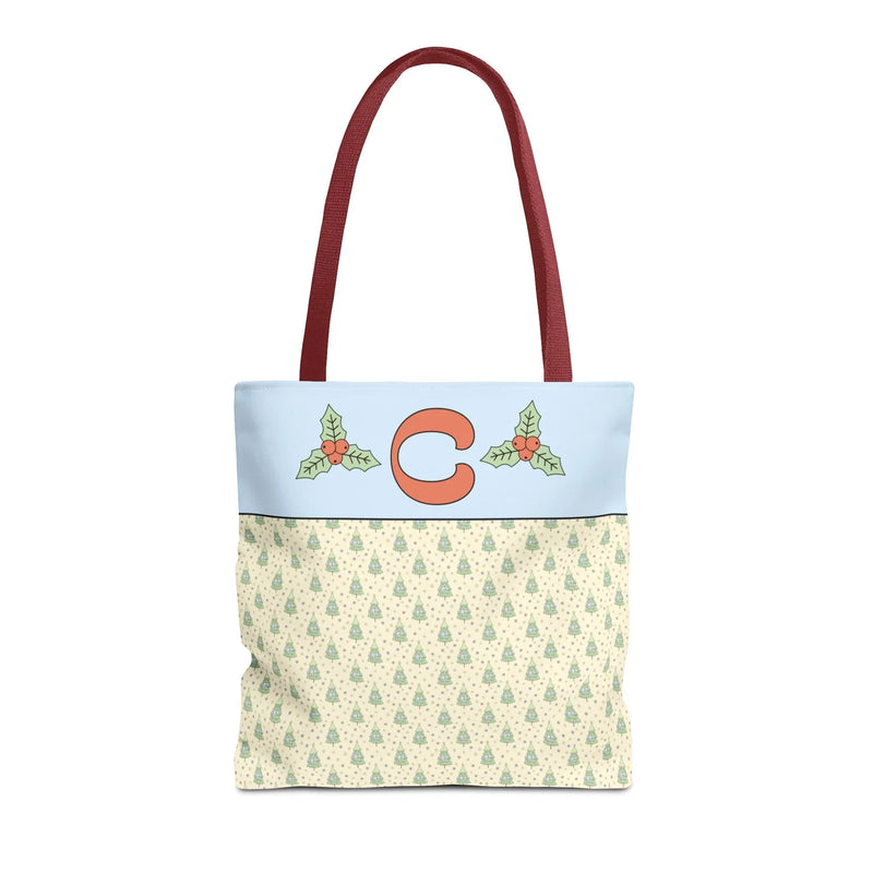 Pastel Christmas Tote Bag with Red Handles, Colorful Vintage Aesthetic Matching Tote Bags for Christmas, Cute Holiday Season Bag for Her: C - BIG FRENCHIES
