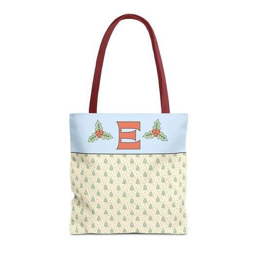 Pastel Christmas Tote Bag with Red Handles, Colorful Vintage Aesthetic Matching Tote Bags for Christmas, Cute Holiday Season Bag for Her: E - BIG FRENCHIES