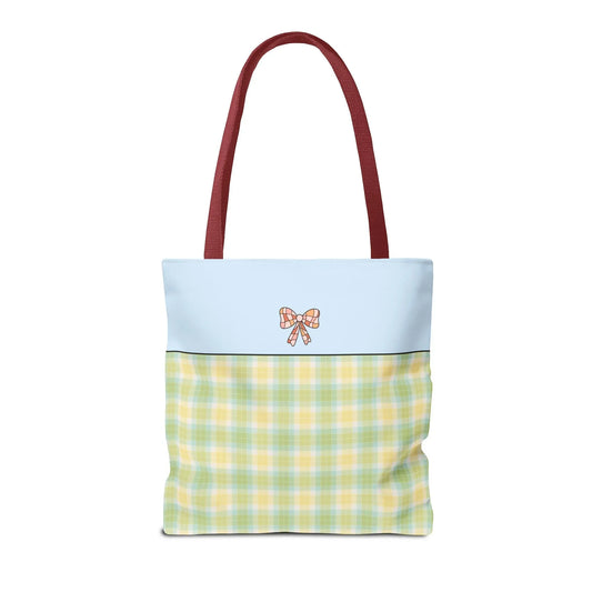 Pastel Christmas Tote Bag with Red Handles, Colorful Vintage Aesthetic Matching Tote Bags for Christmas, Cute Holiday Season Bag for Her: E - BIG FRENCHIES