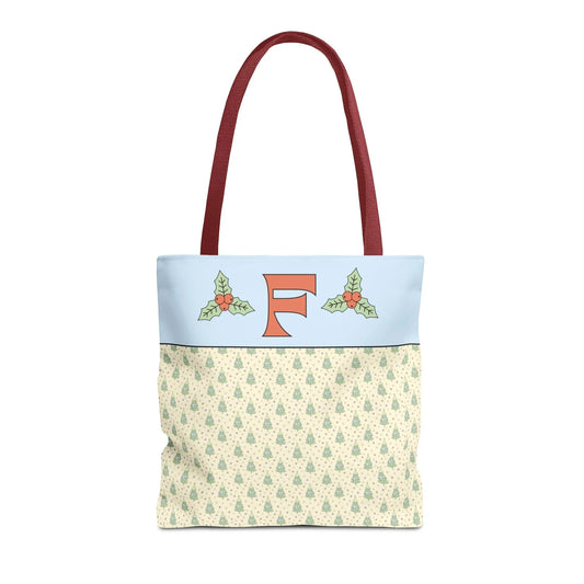 Pastel Christmas Tote Bag with Red Handles, Colorful Vintage Aesthetic Matching Tote Bags for Christmas, Cute Holiday Season Bag for Her: F - BIG FRENCHIES