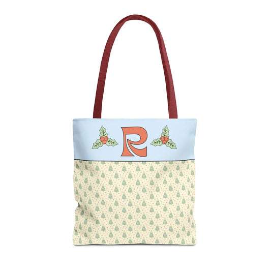 Pastel Christmas Tote Bag with Red Handles, Colorful Vintage Aesthetic Matching Tote Bags for Christmas, Cute Holiday Season Bag for Her: R - BIG FRENCHIES