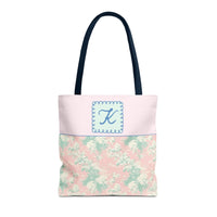 Pastel Eighties Aesthetic Tote Bag with Initial, Colorful Maximalist Tote Bag with Letter in Cute Doodle Frame, Teacher Appreciation Gift: K - BIG FRENCHIES