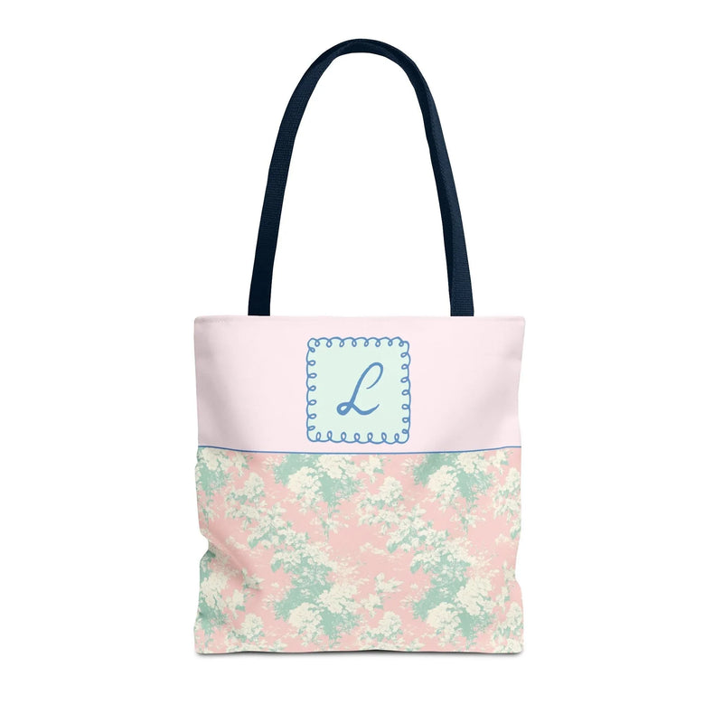 Pastel Eighties Aesthetic Tote Bag with Initial, Colorful Maximalist Tote Bag with Letter in Cute Doodle Frame, Teacher Appreciation Gift: L - BIG FRENCHIES