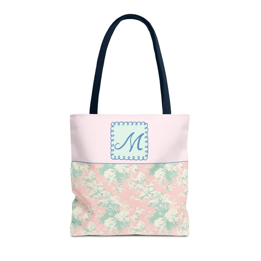 Pastel Eighties Aesthetic Tote Bag with Initial, Colorful Maximalist Tote Bag with Letter in Cute Doodle Frame, Teacher Appreciation Gift: N - BIG FRENCHIES
