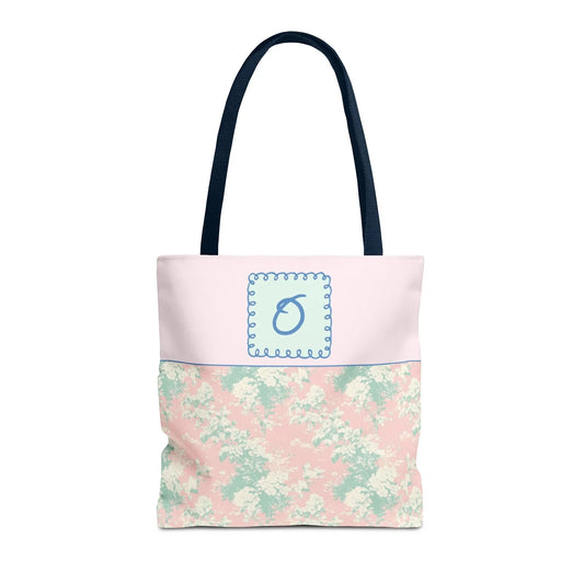 Pastel Eighties Aesthetic Tote Bag with Initial, Colorful Maximalist Tote Bag with Letter in Cute Doodle Frame, Teacher Appreciation Gift: O - BIG FRENCHIES