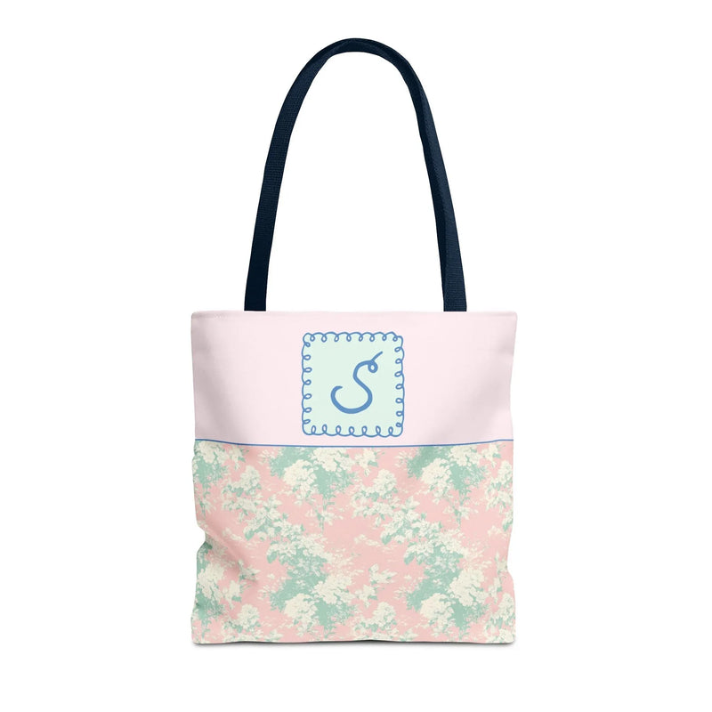 Pastel Eighties Aesthetic Tote Bag with Initial, Colorful Maximalist Tote Bag with Letter in Cute Doodle Frame, Teacher Appreciation Gift: S - BIG FRENCHIES