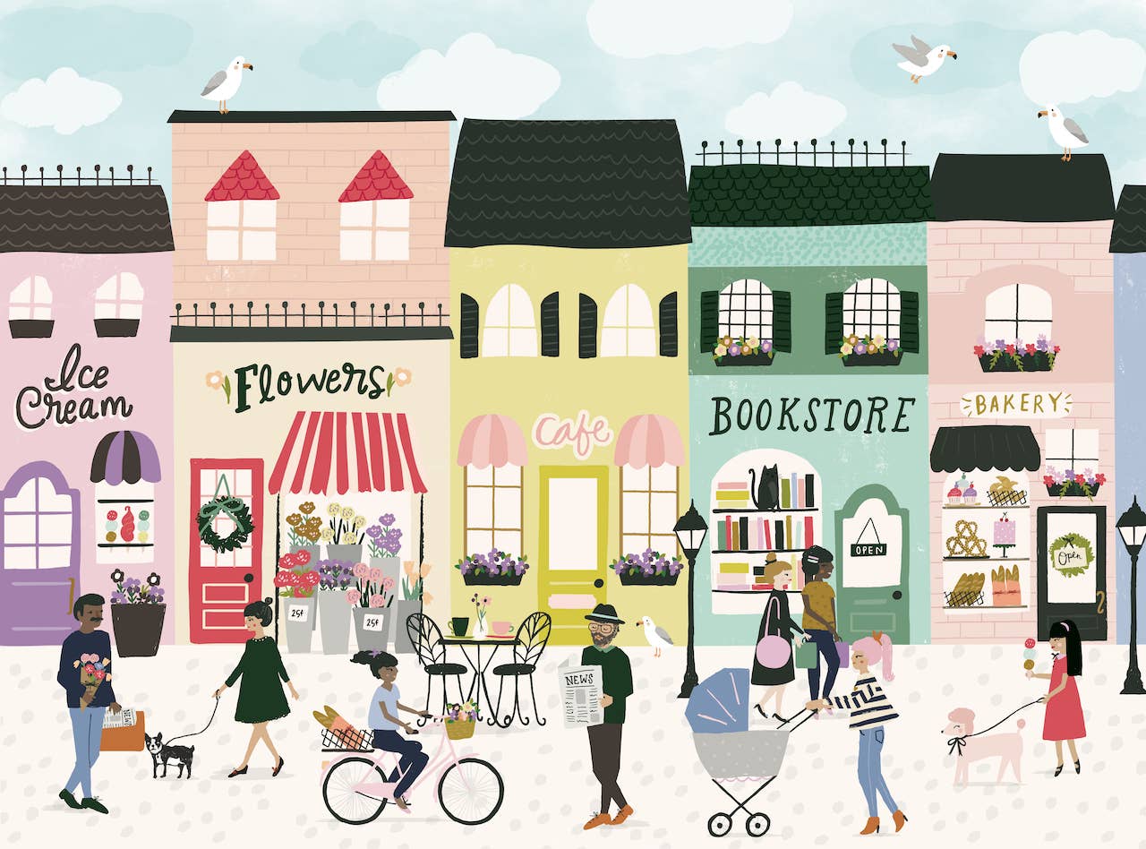 Pastries & Peonies 1000 Piece Puzzle by Puzzlefolk | Charming Street Scene Jigsaw Puzzle