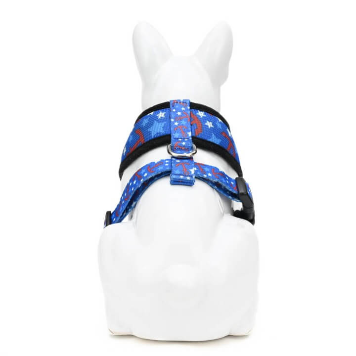 EcoBark Nautical Dog Harness - Over-the-Head Soft Mesh Vest Halter for Small to Medium Dogs - BIG FRENCHIES