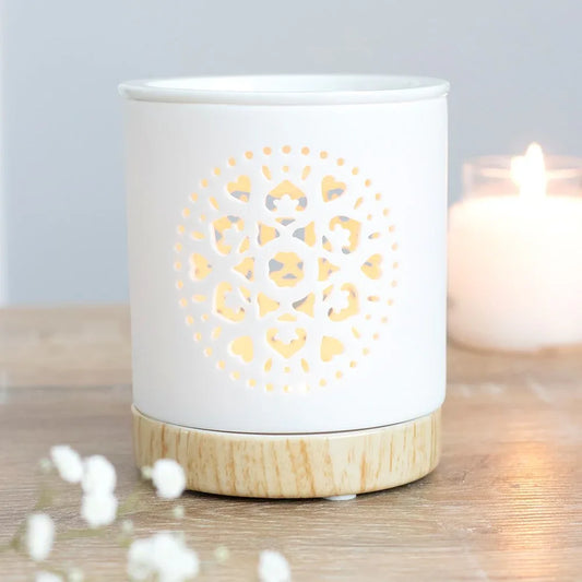 White Mandala Cut Out Oil Burner and Wax Warmer - BIG FRENCHIES