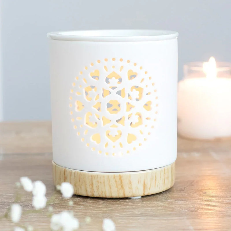 White Mandala Cut Out Oil Burner and Wax Warmer - BIG FRENCHIES