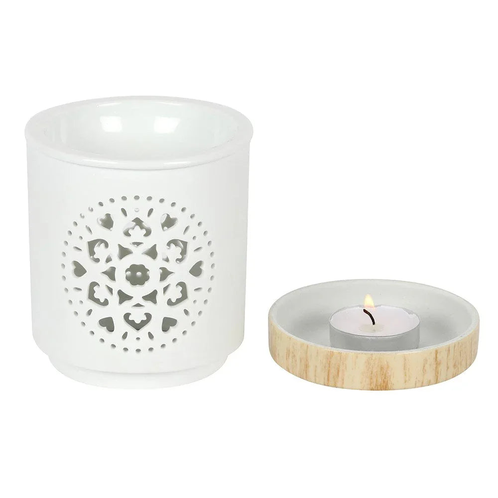 White Mandala Cut Out Oil Burner and Wax Warmer - BIG FRENCHIES