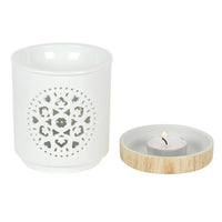 White Mandala Cut Out Oil Burner and Wax Warmer - BIG FRENCHIES