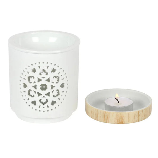 White Mandala Cut Out Oil Burner and Wax Warmer - BIG FRENCHIES