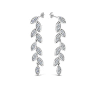 Pave Diamond Leaf Drop Earring