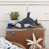 Explore Dream Discover Navy, and Light Blue Hammerhead Shark Shaped Plush Stuffed Animal - BIG FRENCHIES
