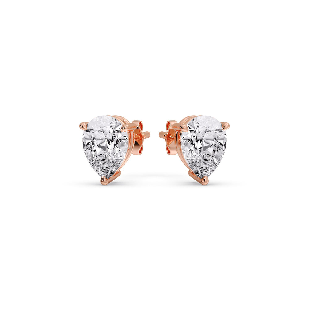 Three-Prong Pear Diamond Solitaire Stud Earrings (1.00ct - 10.00ct)