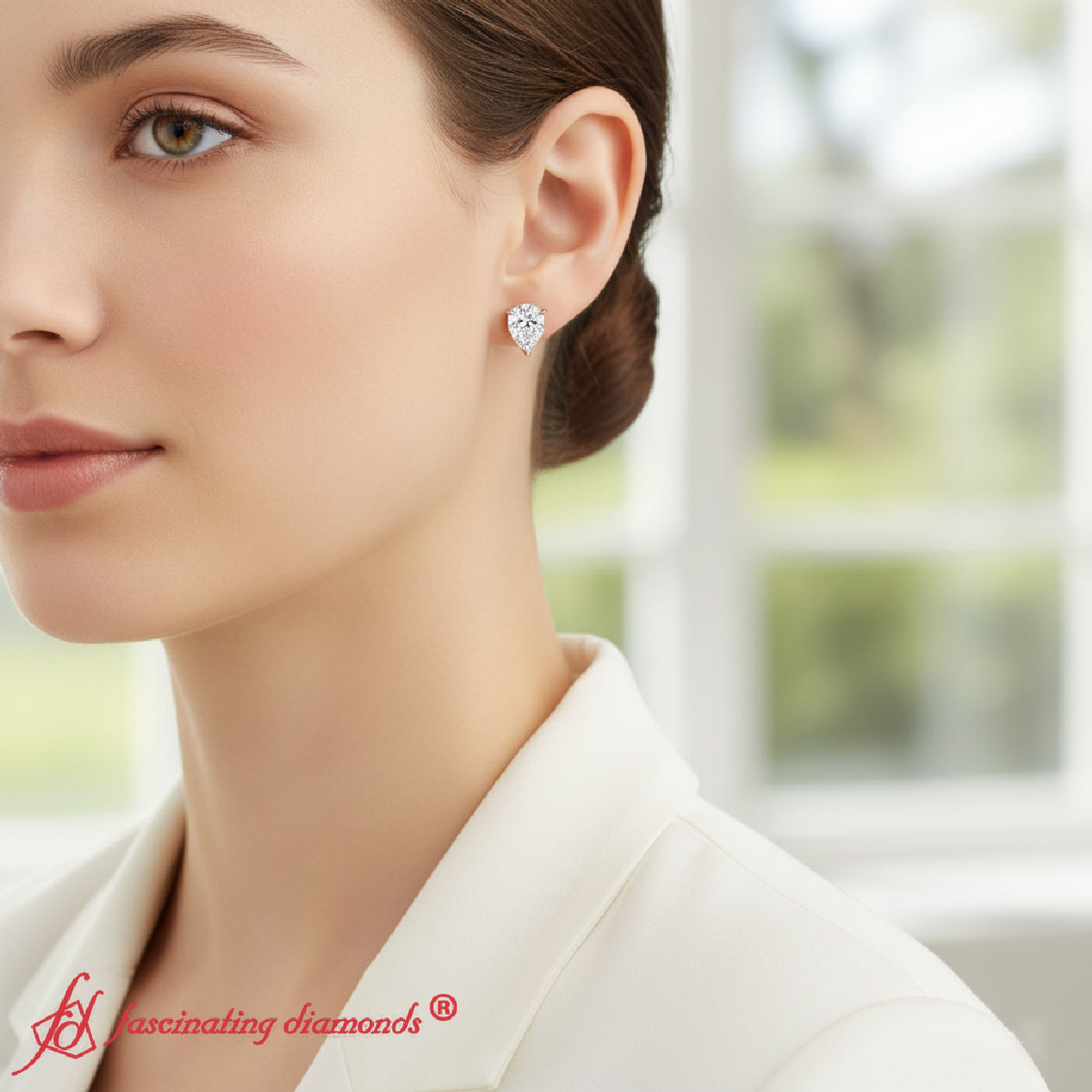 Three-Prong Pear Diamond Solitaire Stud Earrings (1.00ct - 10.00ct)