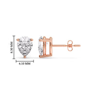 Three-Prong Pear Diamond Solitaire Stud Earrings (1.00ct - 10.00ct)