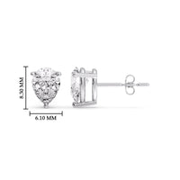 Three-Prong Pear Diamond Solitaire Stud Earrings (1.00ct - 10.00ct)