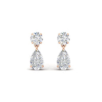 Round And Pear Drop Stud Earrings