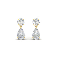 Round And Pear Drop Stud Earrings