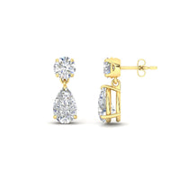 Round And Pear Drop Stud Earrings