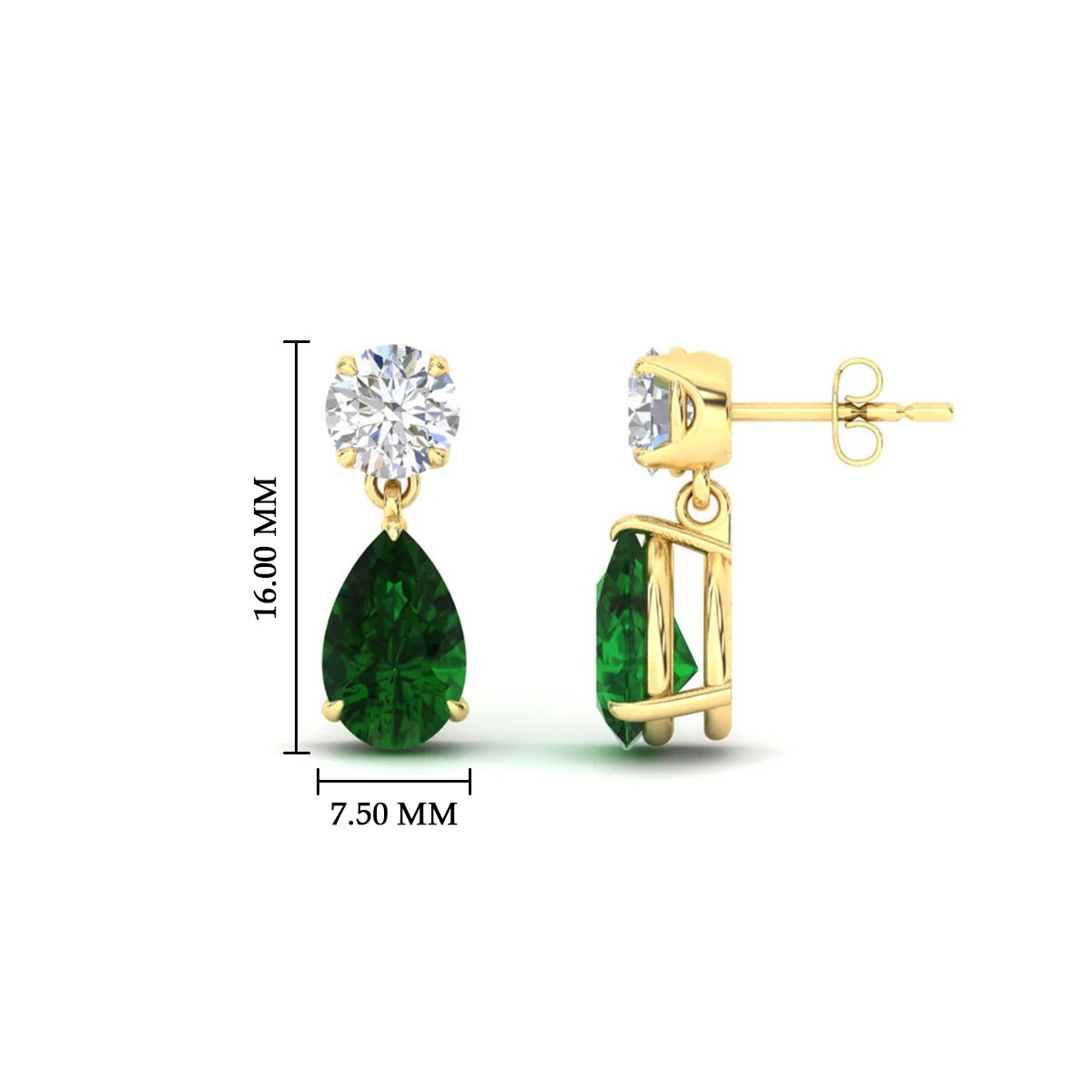 Round And Pear Drop Stud Earrings