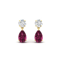 Round And Pear Drop Stud Earrings