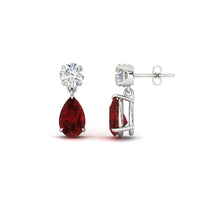 Round And Pear Drop Stud Earrings