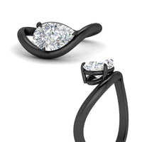 Curve Wave Pear Shaped Solitaire Diamond Ring