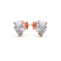 Three-Prong Pear Diamond Solitaire Stud Earrings (1.00ct - 10.00ct)