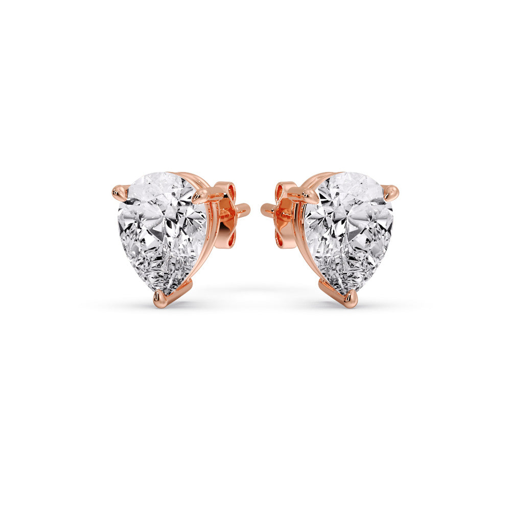 Three-Prong Pear Diamond Solitaire Stud Earrings (1.00ct - 10.00ct)