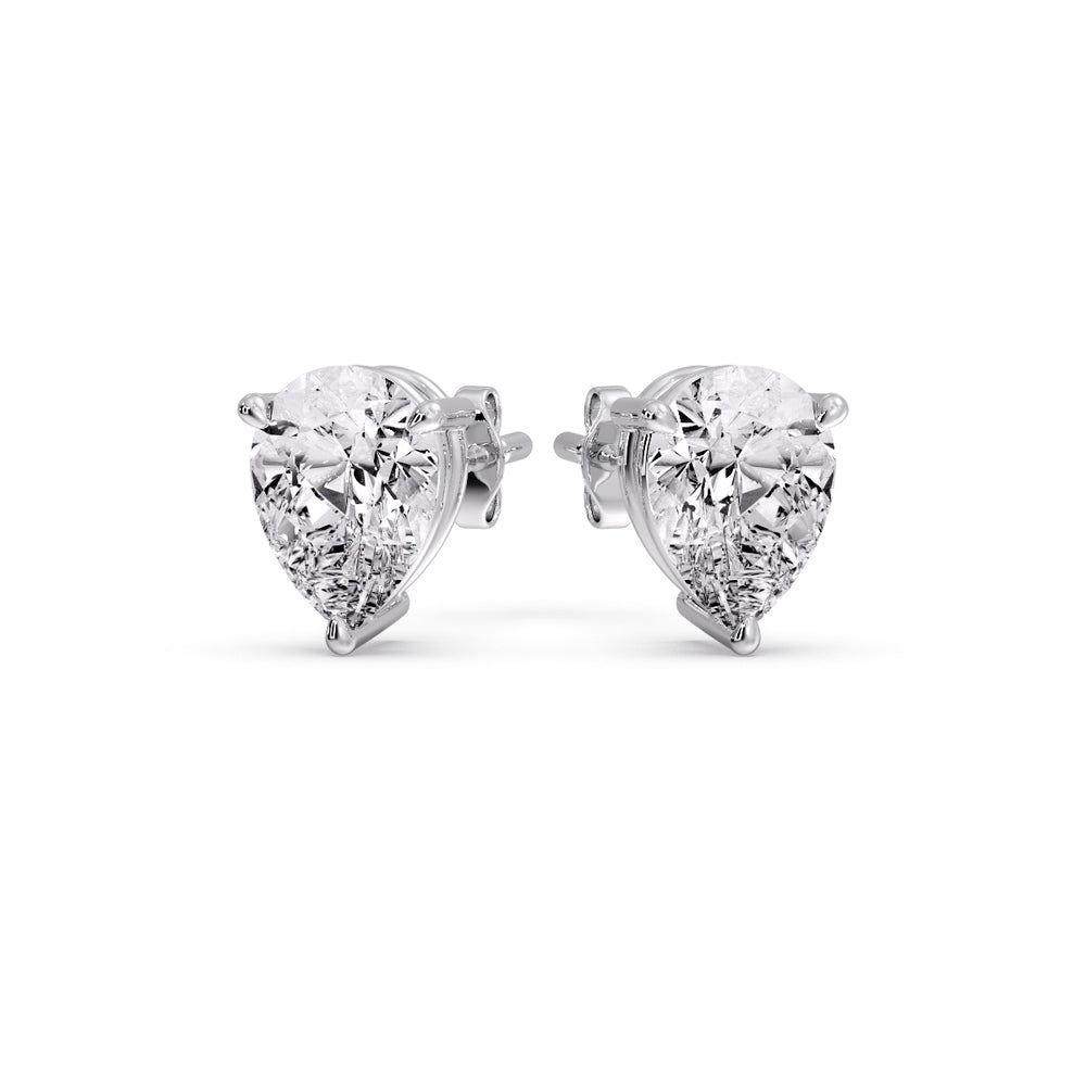 Three-Prong Pear Diamond Solitaire Stud Earrings (1.00ct - 10.00ct)