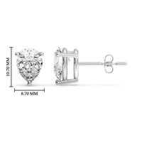 Three-Prong Pear Diamond Solitaire Stud Earrings (1.00ct - 10.00ct)